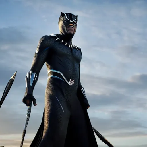 Image similar to film still of Samuel L Jackson as King T-Challa, in new Black Panther film