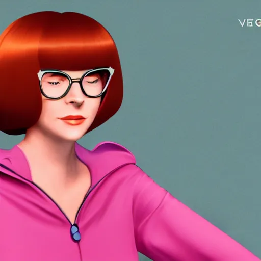 Prompt: Vogue Magazine spread of Velma from Scooby Doo, 4k, photorealistic