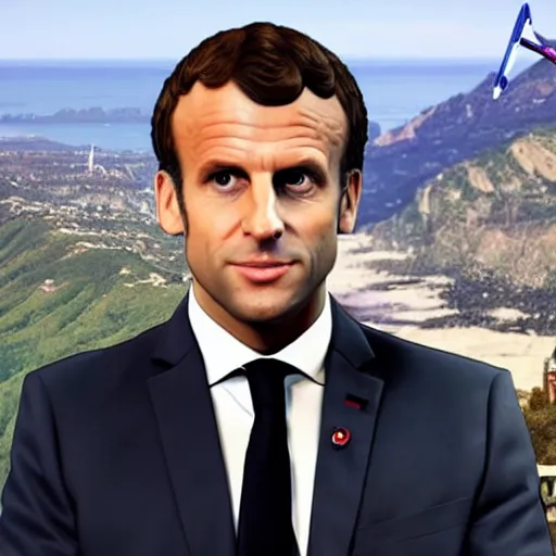 Prompt: Emmanuel macron, the truant, hyper detailed, like gta 5,