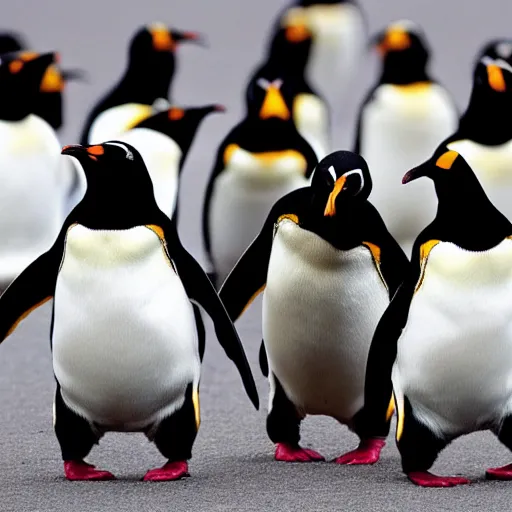 Image similar to penguins dressed as ninjas