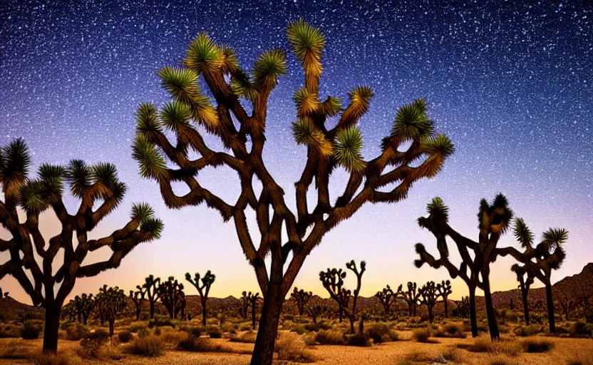 Prompt: joshua tree national park at night, anime theme