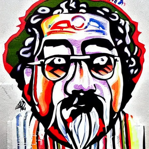 Prompt: jerry garcia egypt portrait in the style of graffiti