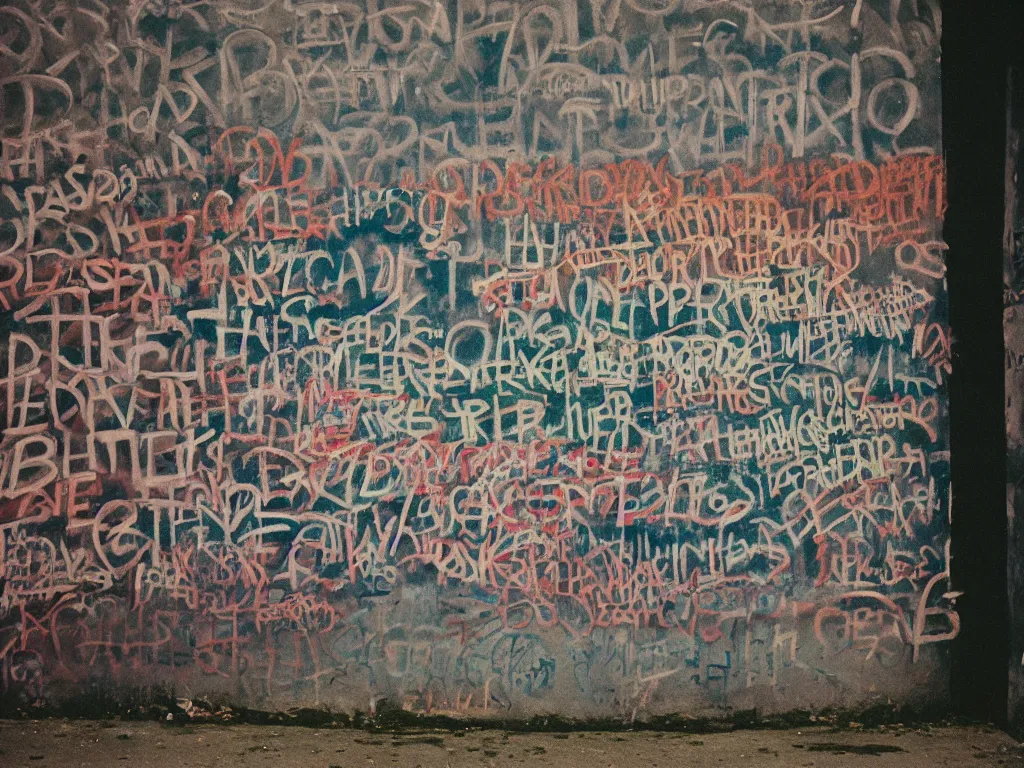 Prompt: “35mm film photography of Berlin Wall, various subjects, cinestill 800t, grain”