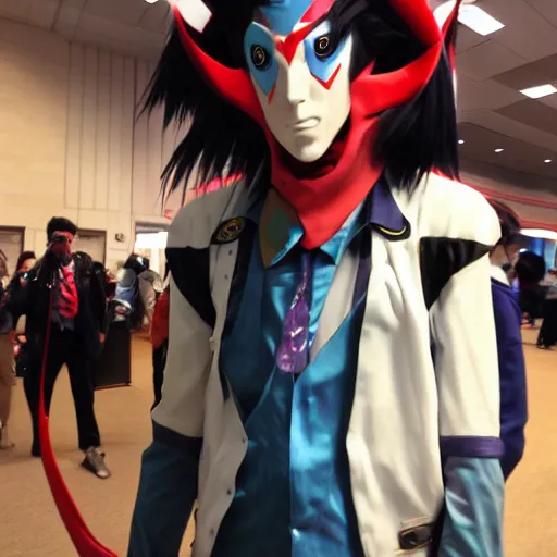 Image similar to man dresses up as space dandy and goes too an anime convention, realistic, hdr, clear image, hdd, rtx on, dynamic lighting,