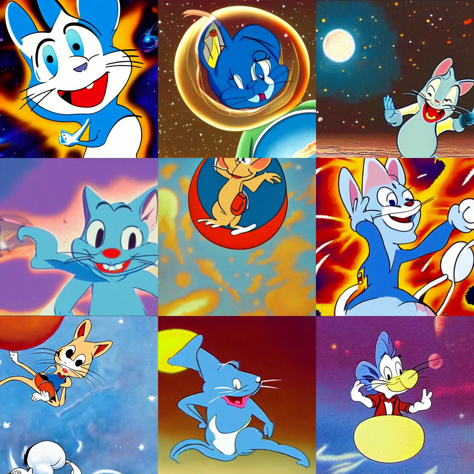 Prompt: photo of Jerry from Tom and Jerry floating in space
