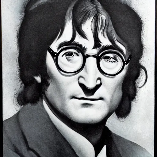 Prompt: surrealism era portrait of john lennon