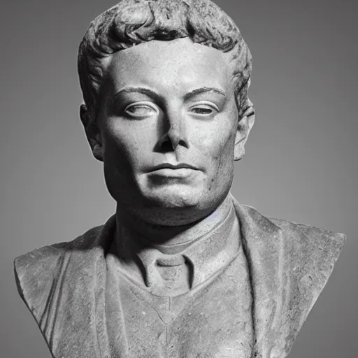 Image similar to A ancient stone bust of Elon Musk is found raising time-travel concerns