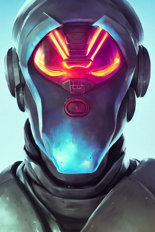 Image similar to epic mask helmet robot ninja portrait stylized as fornite style game design fanart by concept artist gervasio canda, behance hd by jesper ejsing, by rhads, makoto shinkai and lois van baarle, ilya kuvshinov, rossdraws global illumination radiating a glowing aura global illumination ray tracing hdr render in unreal engine 5