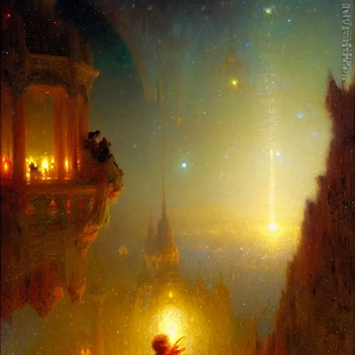 Image similar to the milk way up above, night time, midnight. highly detailed painting by gaston bussiere, greg rutkowski 8 k