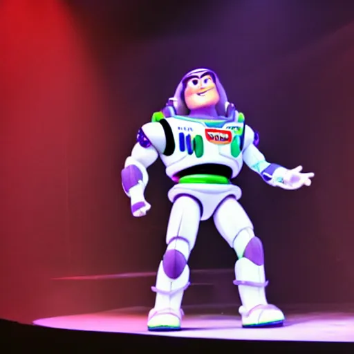 Image similar to buzz lightyear performing on his yeezus tour