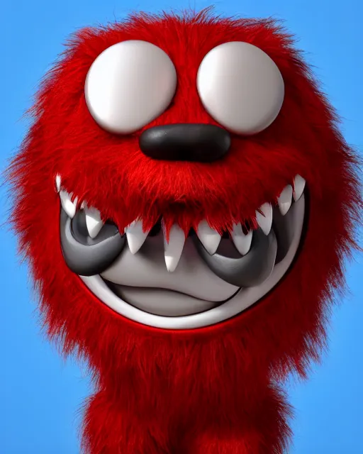 Prompt: 3 d render of completely red hairy friendly monster smiling wearing chrome shades, full body, simple, cute, cartoony, white background, unreal engine 5 hdr
