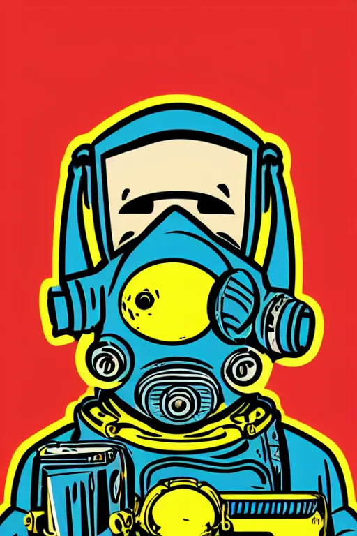 Image similar to fallout 7 6 retro futurist illustration art by butcher billy, sticker, colorful, illustration, highly detailed, simple, smooth and clean vector curves, no jagged lines, vector art, smooth andy warhol style