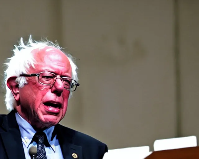 Image similar to Bernie Sanders goes Super Saiyan while giving philibuster speech in the senate chamber (AP News)