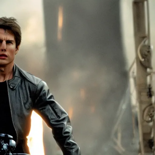 Image similar to film still of tom cruise as the terminator in terminator 8 2 0 2 3