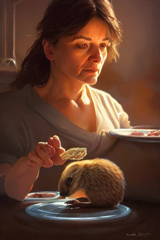 Prompt: groundhog cooking meth lies on the bed, realistic portrait, highly detailed, digital painting, artstation, concept art, smooth, sharp focus, illustration, cinematic lighting, art by artgerm and greg rutkowski and alphonse mucha