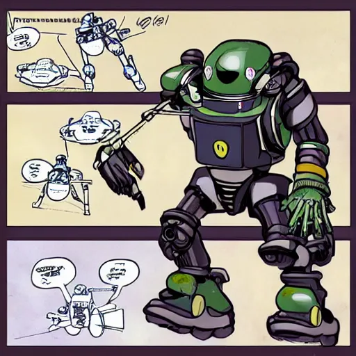 Image similar to frog enters an eva mech suit