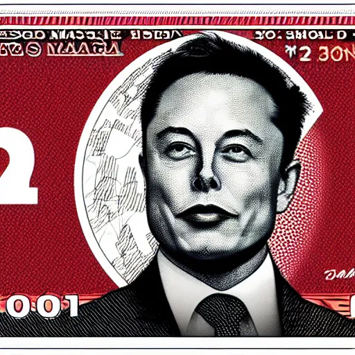 Image similar to Elon musk on the Mars Dollar bill