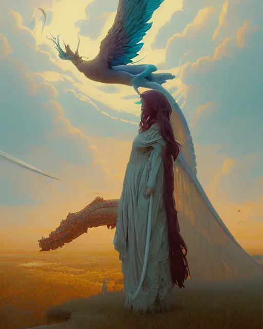 Prompt: highly detailed surreal vfx portrait of a decending seraphim upon the earth, stephen bliss, unreal engine, greg rutkowski, loish, rhads, beeple, makoto shinkai and lois van baarle, ilya kuvshinov, rossdraws, tom bagshaw, alphonse mucha, global illumination, detailed and intricate environment