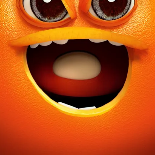 Prompt: the annoying orange movie poster