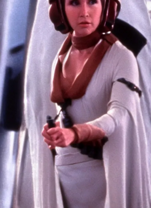 Image similar to Harrison Ford dressed as Princess Leia, photo from movie set