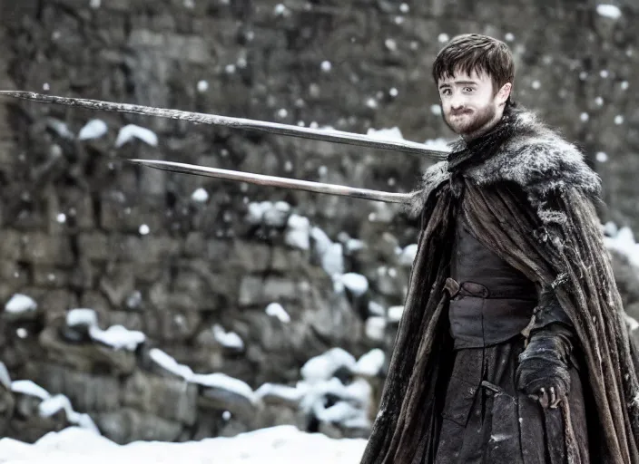 Image similar to daniel radcliffe as gelthinors in game of thrones, live action film, cinematic photo, clear hd image