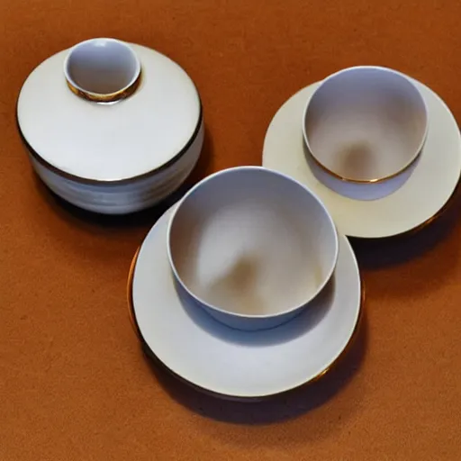 Prompt: tea set by margarete heymann, bauhaus