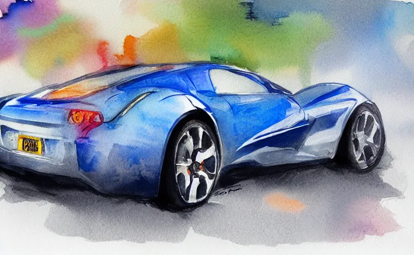 Image similar to colorful watercolor sketch, sport car