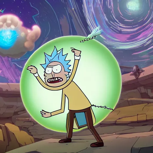 Image similar to rick sanchez fighting a glorb of chonkalisks, rick and morty, 4 k