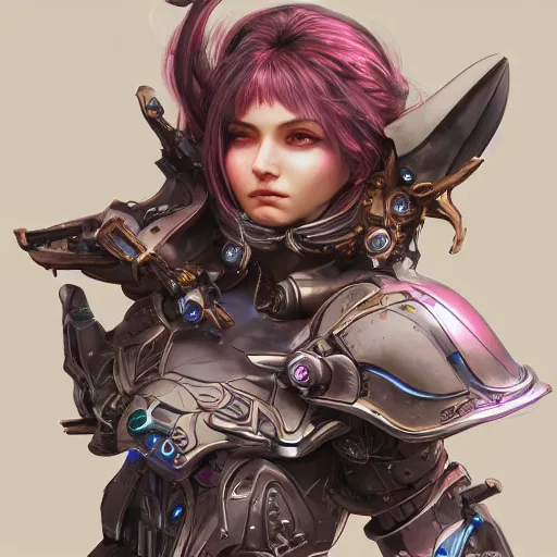 Image similar to studio portrait of lawful good colorful female holy mecha paladin absurdly beautiful, elegant, young sensual graceful woman, ultrafine hyperrealistic detailed face illustration by kim jung gi, irakli nadar, intricate linework, sharp focus, bright colors, matte, octopath traveler, final fantasy, unreal engine highly rendered, global illumination, radiant light, intricate environment