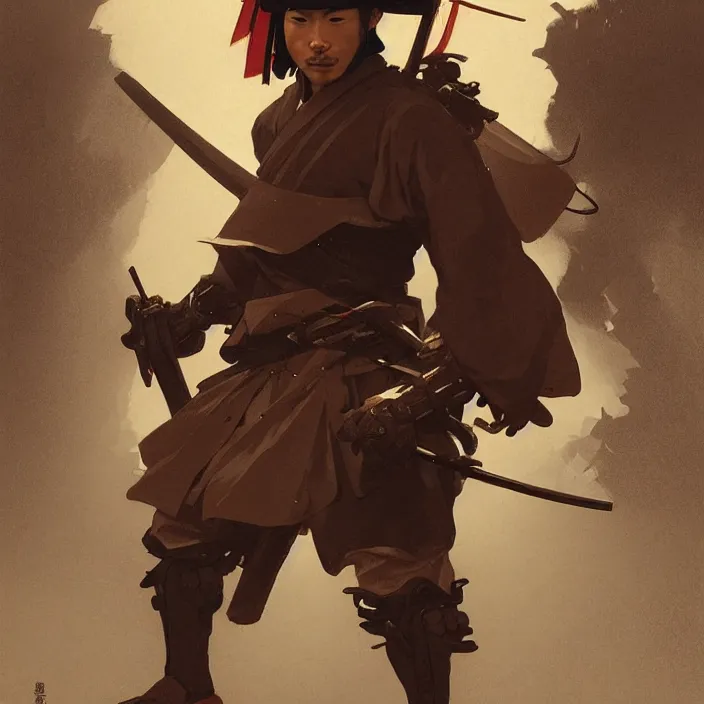 Prompt: a samurai holding a machine gun, au naturel, intricate, hyper realise, digital art, artstation, concept art, smooth render, sharp focus, ian sprigger, artgerm, greg rutkowski, alphonse mucha, william adolphe bouguereau