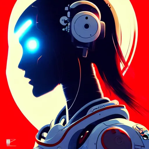 Image similar to side portrait scifi cyborg girl with robotic parts and spacesuit | | head only in center of image, audrey plaza, fine detail!! anime!! realistic shaded lighting!! poster by ilya kuvshinov katsuhiro otomo ghost - in - the - shell, magali villeneuve, artgerm, jeremy lipkin and michael garmash and rob rey