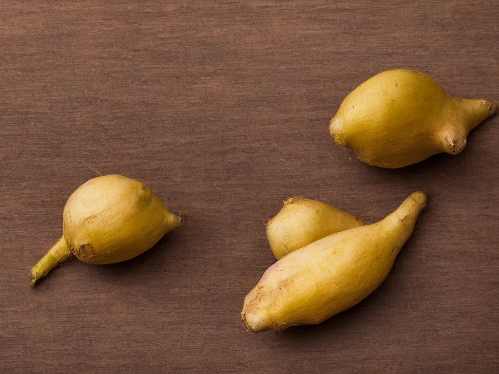 Image similar to still life, hyper detailed image of a ginger root leaning against a perfect lime, on a wooden table, studio lighting, sigma 55mm f/8