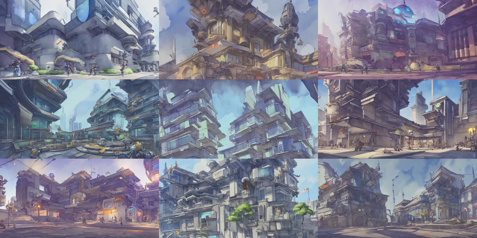 Prompt: overwatch building, exterior, architecture, in watercolor gouache detailed paintings, insanely detail, artstation, 8 k, futuristic