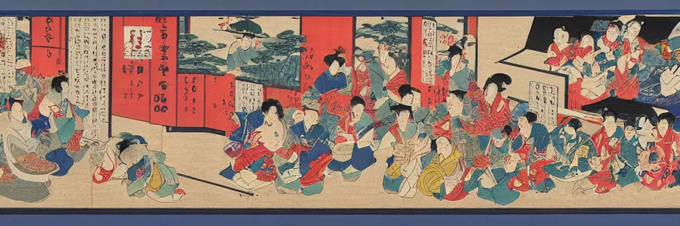 Image similar to new york in the style of ukiyo - e