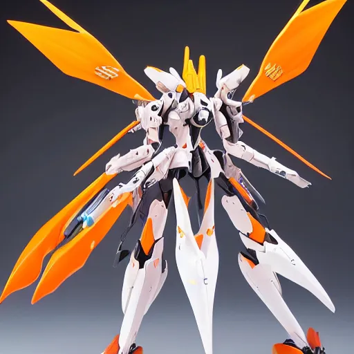 Image similar to futuristic strelitzia mecha bird of paradise body, sepals forming helmet, floral details, strelitzia, 8 k hd resolution, barbatos gundam with floral inlay, bandai box art, star wars, makoto kobayashi, frank gehry, raymond swanland