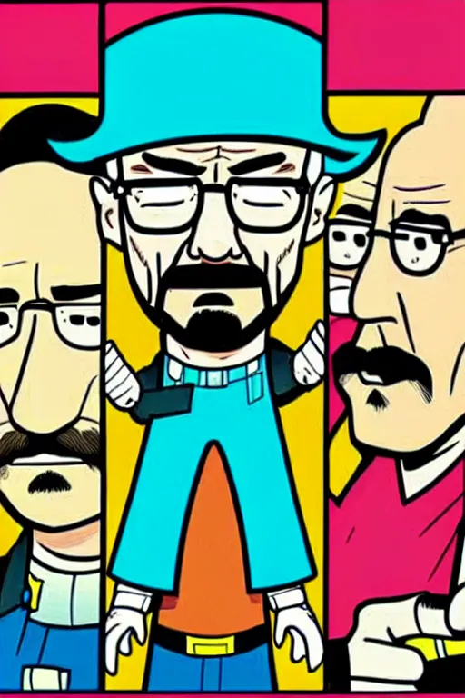 Image similar to walter white, in the style of dan parent, as drawn by dan parentfor archie comics,