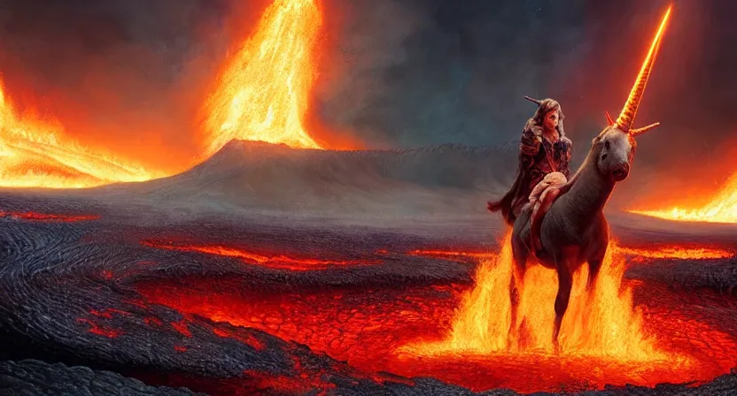 Prompt: Danny Devito riding unicorn in a lake of lava, concept art by Doug Chiang cinematic, realistic painting, high definition, digital art, symmetrical, very detailed, extremely high detail, photo realistic, concept art, unreal engine 5,