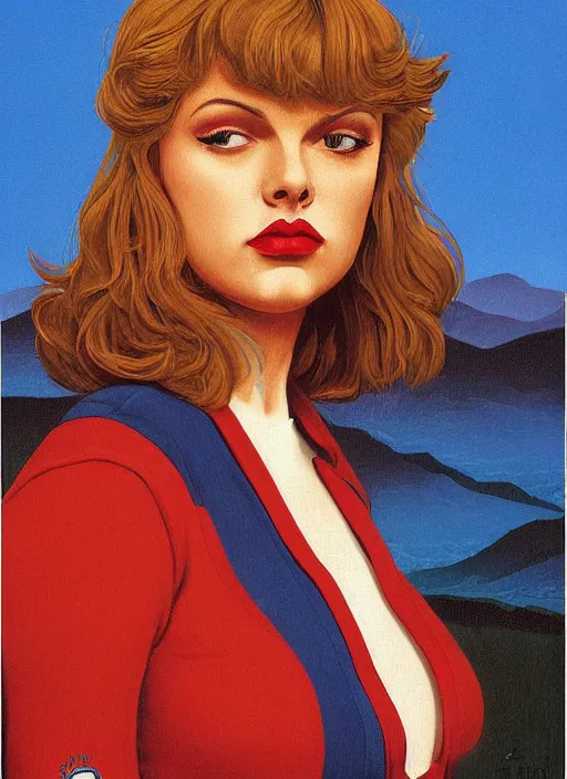 Prompt: twin peaks poster art, portrait of talyor swift cheerleader by michael whelan, rossetti bouguereau, retro, nostalgic, old fashioned