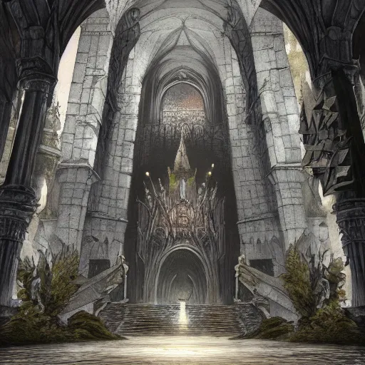 Prompt: cathidral of the deep concept art, darksouls concept art