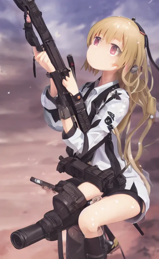 Image similar to toy, school uniform, portrait of the action figure of a girl, girls frontline style, anime figure, dirt and smoke background, flight squadron insignia, realistic military gear, 70mm lens, round elements, photo taken by professional photographer, character design by shibafu, trending on facebook, symbology, anime character anatomy, 4k resolution, matte, empty hands, realistic military carrier, forest