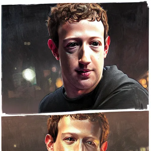 Image similar to portrait of Mark Zuckerberg as a drug dealer, accurate, intricate, headshot, highly detailed, digital painting, artstation, concept art, sharp focus, illustration, art by artgerm and greg rutkowski and alphonse mucha