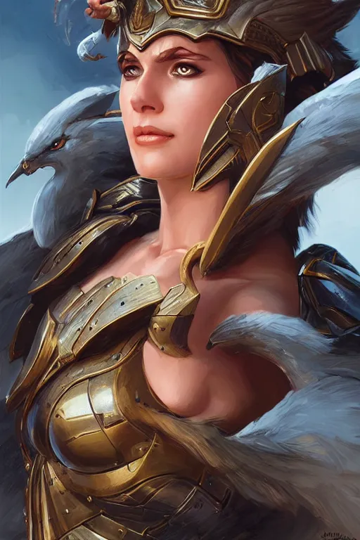 Image similar to amazon valkyrie athena, d & d, fantasy, portrait, highly detailed, headshot, digital painting, trending on artstation, concept art, sharp focus, illustration, art by artgerm and greg rutkowski and magali villeneuve