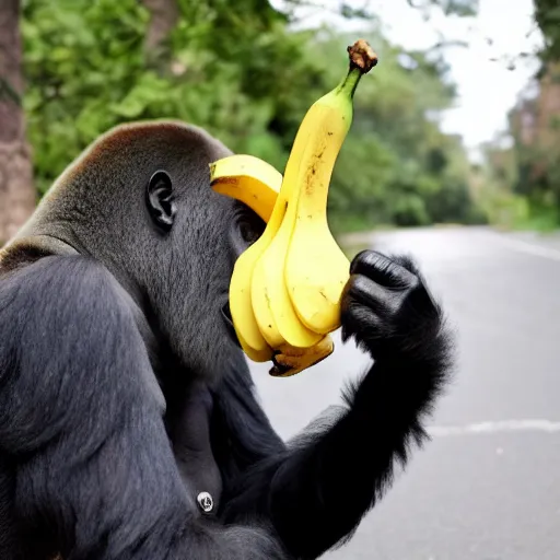 Prompt: A gorilla with banana winning the US election