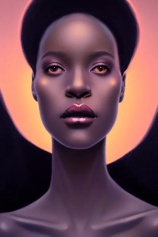 Image similar to Bioluminescent, portrait of beautiful black women , very intricate , trending on artstation , very elegant, in the golden hour by Daniel Merriam, Trending on Artstation, oil on Canvas by Elena Zhurikhina and Goro Fujita and Charlie Bowater, octane render, 4k, 8k, HD