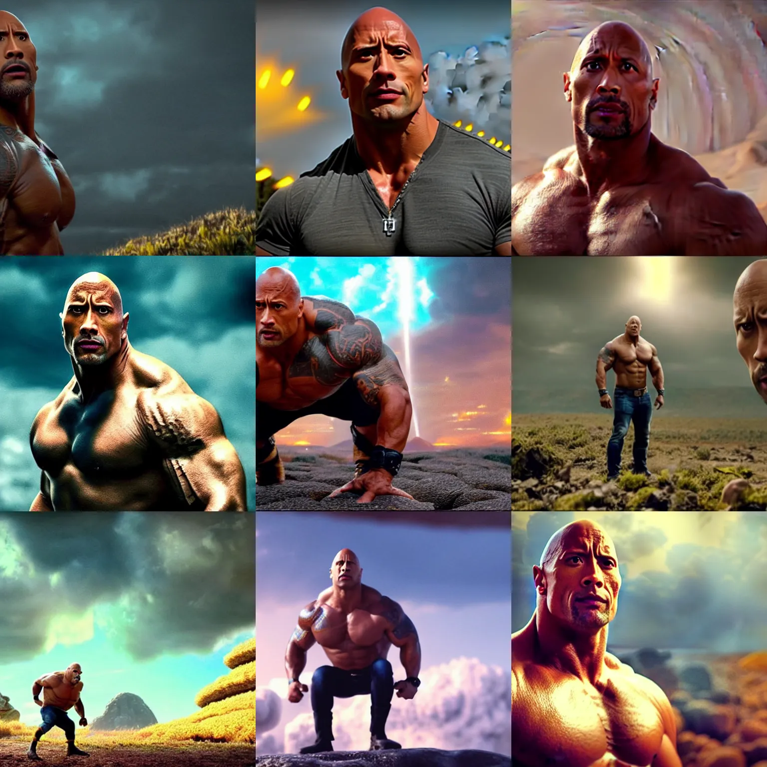 Prompt: dwayne johnson as a minion, cinematic establishing shot, magical colours and atmosphere, perfect coherent composition, super realistic, professional photography 1 6 k