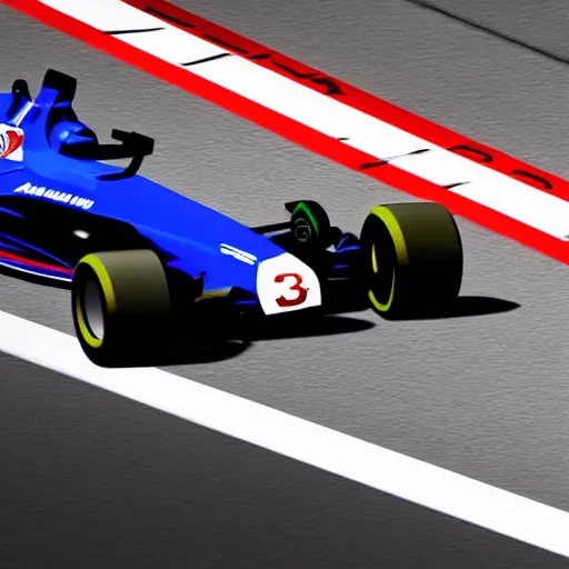 Image similar to alpine renault formula 1 car in the style of gundam, racing through tokyo streets