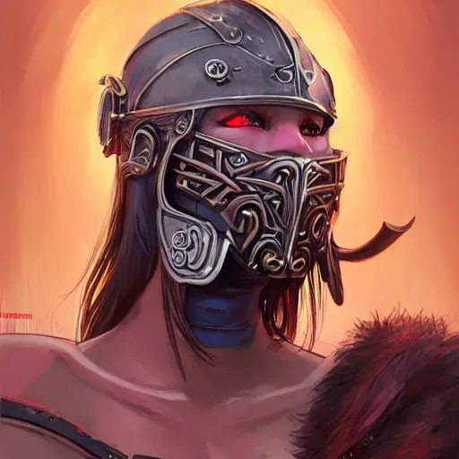 Image similar to cyberpunk viking helmet mask warrior goddess robot ninja fantasy, art gta 5 cover, official fanart behance hd artstation by jesper ejsing, by rhads, makoto shinkai and lois van baarle, ilya kuvshinov, ossdraws