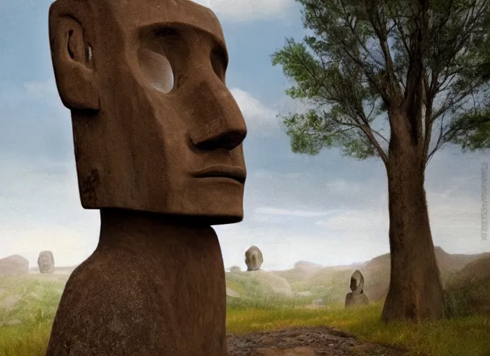 Gigachad as an Easter Island head, trending on, Stable Diffusion