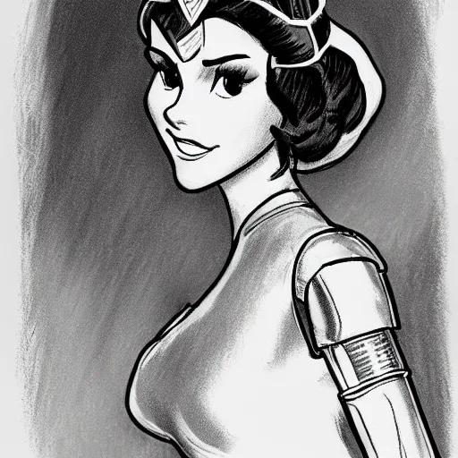 Image similar to milt kahl sketch of victoria justice as princess padme from star wars episode 3