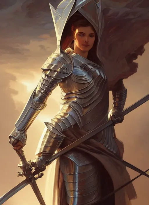 Image similar to a female knight from europe, highly detailed, digital painting, artstation, concept art, wallpaper, smooth, sharp focus, illustration, art by artgerm and greg rutkowski and alphonse mucha